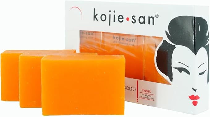 Kojie San Skin Lightening Soap - Original Kojic Acid Soap for Dark Spots, Hyperpigmentation, & Scars - Beauty Bar with Coconut & Tea Tree Oil for Flawless, Even Skin Tone - 65g x 3 Bars